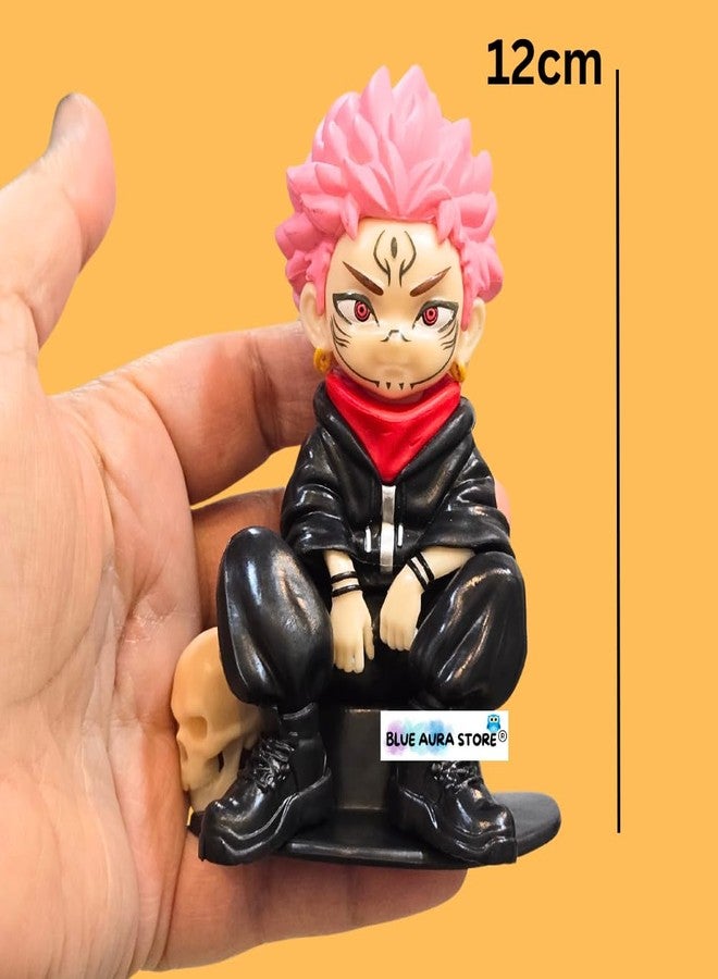 بلو أورا ارتفاع شخصية الحركة Blue Aura Jujutsu Kaisen Yuji Itadori - 12 سم يمكن تجميعها لمحبي الرسوم المتحركة Manga Weeb PVC متعدد الألوان | يوجي يجلس الجمجمة - Image 3